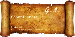 Gencsi Anett névjegykártya